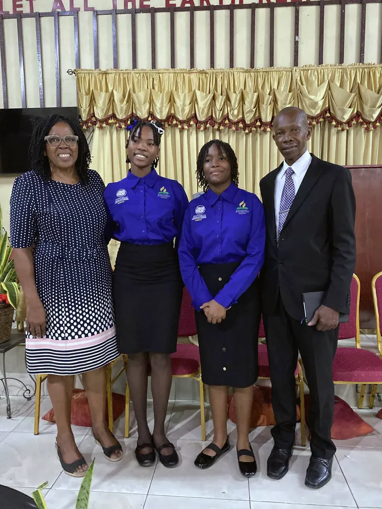 Members and guests at the front of the church